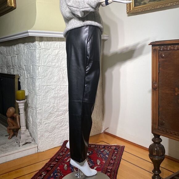 NWT Halston Faux Leather Retro Style High Waisted Pleated Trousers - Picture 7 of 16